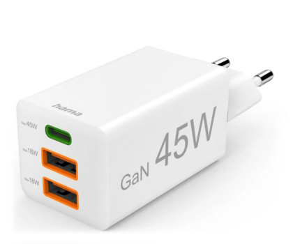 Ładowarka i akumulator Hama Ładowarka sieciowa Mini 45W 1xUSB-C, 2xUSB-A